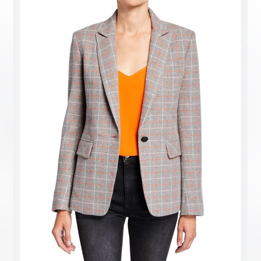 Rag & Bone Gray and Orange Plaid Blazer